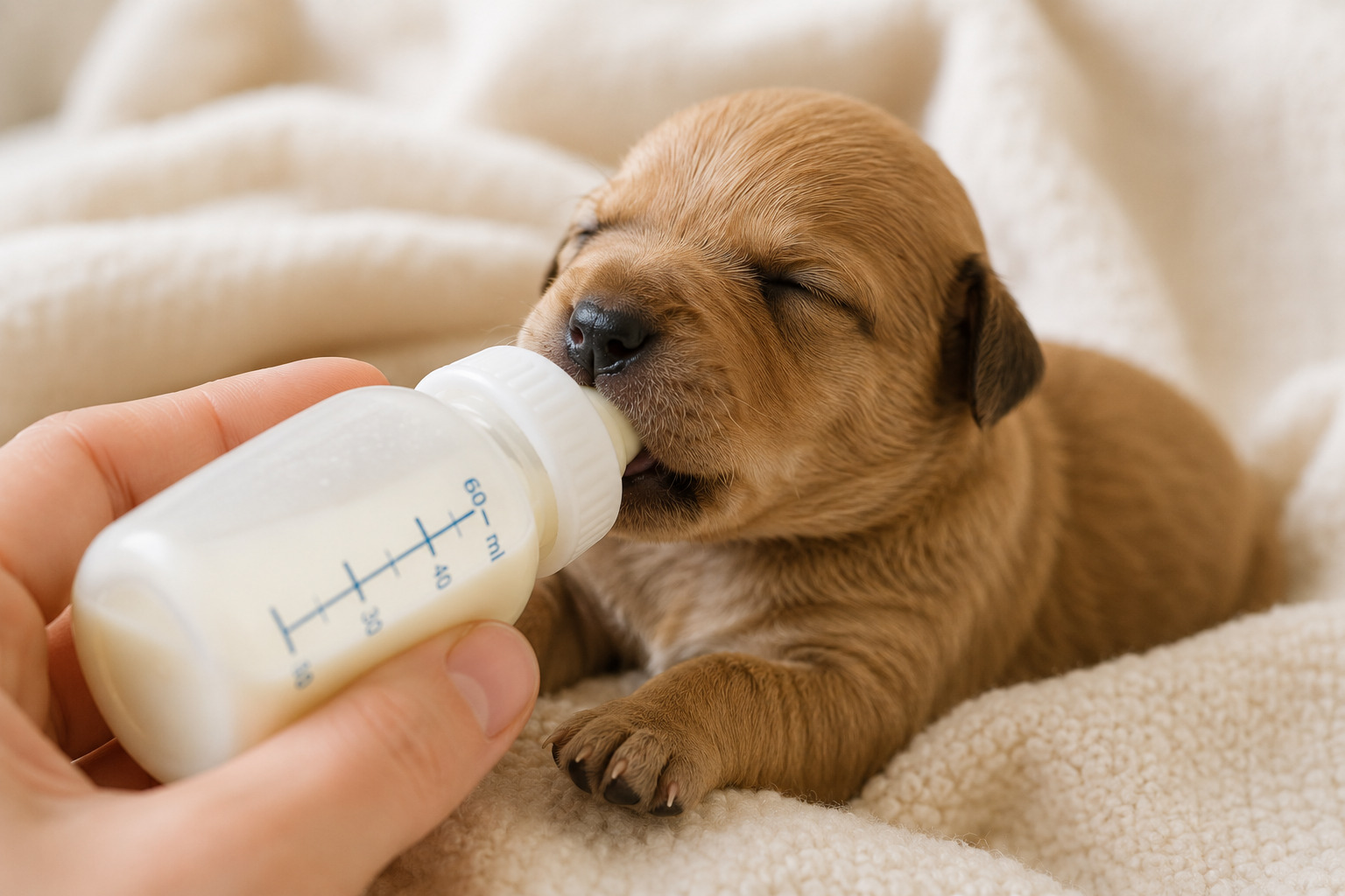 Cachorro tomando leche maternizada